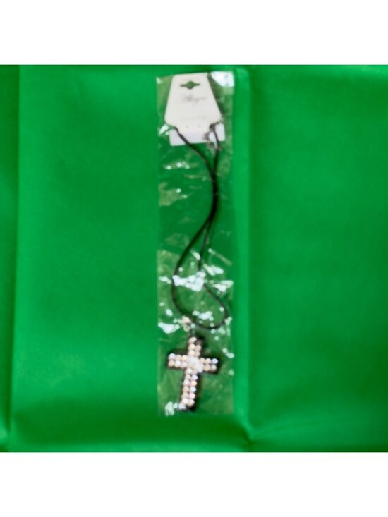 Allegro Jewelry - ALLEGRO Black Rhinestone Cross Pendant Necklace With Adjustable Cord